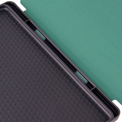 For Samsung Galaxy S6 Lite P610 Honeycomb Ventilation Foldable Deformation Horizontal Flip PU Leather Case with 3-Folding Holder & Pen Slot & Smart Sleep / Wake-up(Dark Night Green) - Tab S6 Lite P610 / P615 by buy2fix | Online Shopping UK | buy2fix
