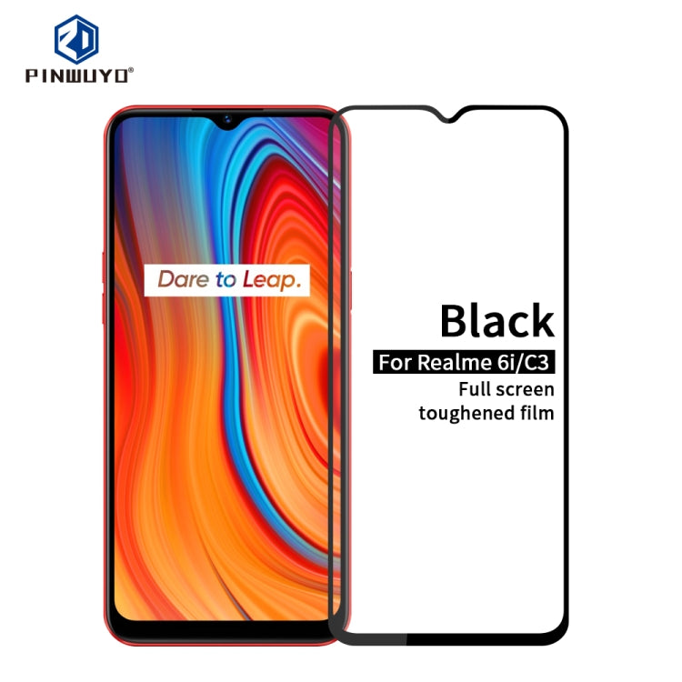 For OPPO Realme 6i / C3 PINWUYO 9H 2.5D Full Screen Tempered Glass Film(Black) - Realme Tempered Glass by PINWUYO | Online Shopping UK | buy2fix