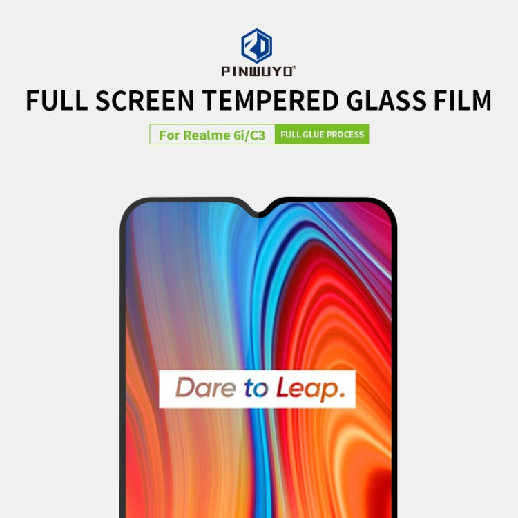 For OPPO Realme 6i / C3 PINWUYO 9H 2.5D Full Screen Tempered Glass Film(Black) - Realme Tempered Glass by PINWUYO | Online Shopping UK | buy2fix
