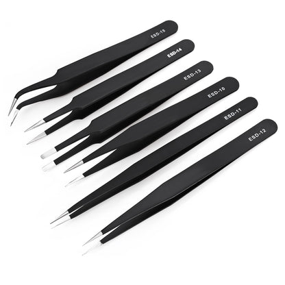 6 in 1 Stainless Steel Anti Static Tweezers Set - Tweezers by buy2fix | Online Shopping UK | buy2fix