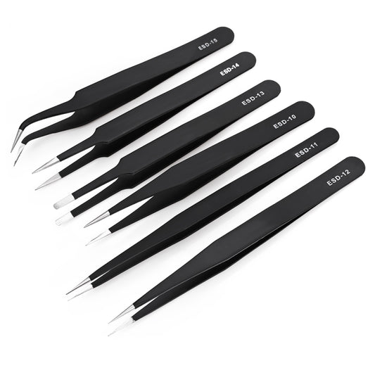 6 in 1 Stainless Steel Anti Static Tweezers Set - Tweezers by buy2fix | Online Shopping UK | buy2fix