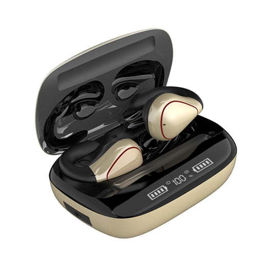 T20 TWS Bluetooth 5.0 Touch Wireless Bluetooth Earphone with Three LED Battery Display & Charging Box, Support Call & Voice Assistant(Champagne Gold) by buy2fix