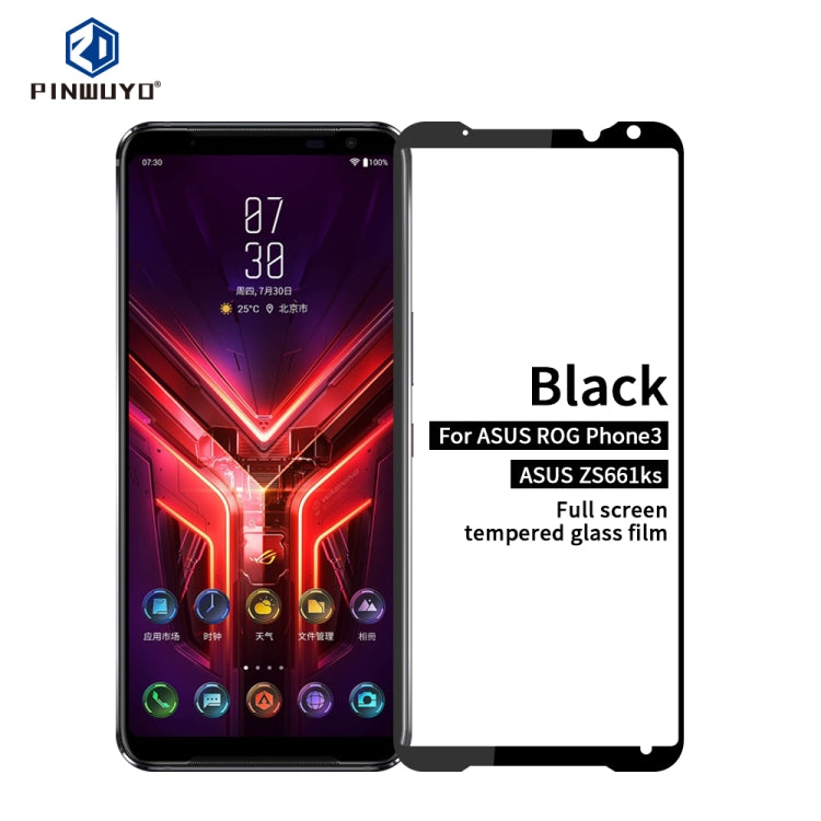 For ASUS ROG Phone 3 ZS661KS PINWUYO 9H 2.5D Full Screen Tempered Glass Film(Black) by PINWUYO