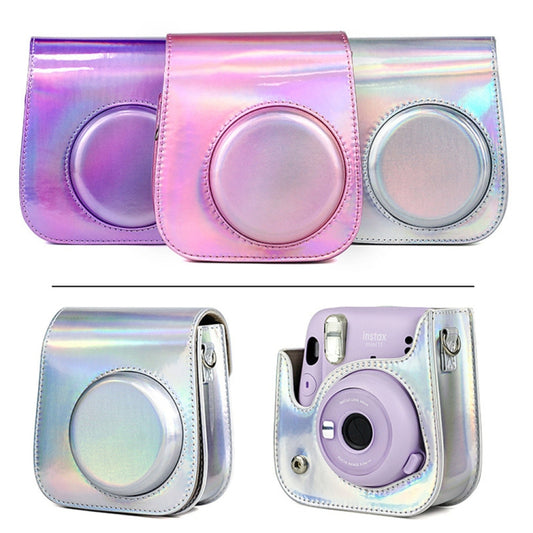 Richwell Portable Aurora  PU Leather Camera Case Camera Bag with Shoulder Strap, Suitable for Fujifilm Instax Mini 11(Purple) - Leather Bag by Richwell | Online Shopping UK | buy2fix