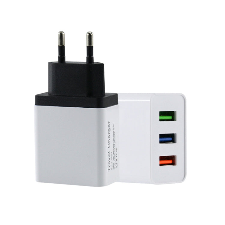 2A 3 USB PortsTravel Charger, EU Plug(Black) - USB Charger by buy2fix | Online Shopping UK | buy2fix