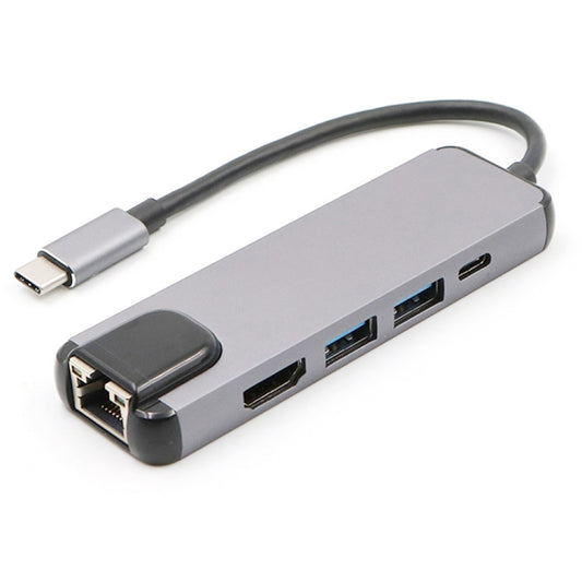 USB-C/Type-C to HD 4K HDMI + RJ45 + USB 3.0 + USB 2.0 + PD 5 in 1 HUB Converter by buy2fix