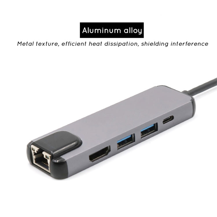 USB-C/Type-C to HD 4K HDMI + RJ45 + USB 3.0 + USB 2.0 + PD 5 in 1 HUB Converter by buy2fix