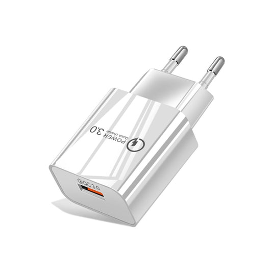 Mini QC3.0 USB 18W Mobile Phone Tablet Universal Fast Charger, EU Plug(White) - USB Charger by buy2fix | Online Shopping UK | buy2fix