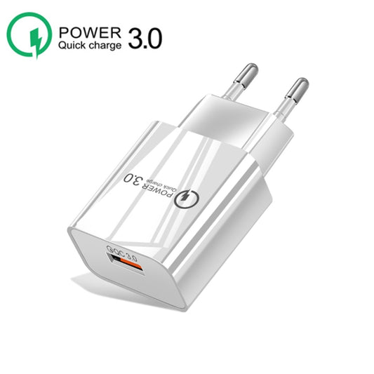Mini QC3.0 USB 18W Mobile Phone Tablet Universal Fast Charger, EU Plug(White) - USB Charger by buy2fix | Online Shopping UK | buy2fix