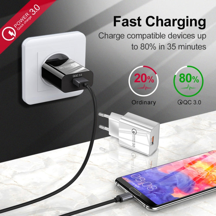 Mini QC3.0 USB 18W Mobile Phone Tablet Universal Fast Charger, EU Plug(White) - USB Charger by buy2fix | Online Shopping UK | buy2fix