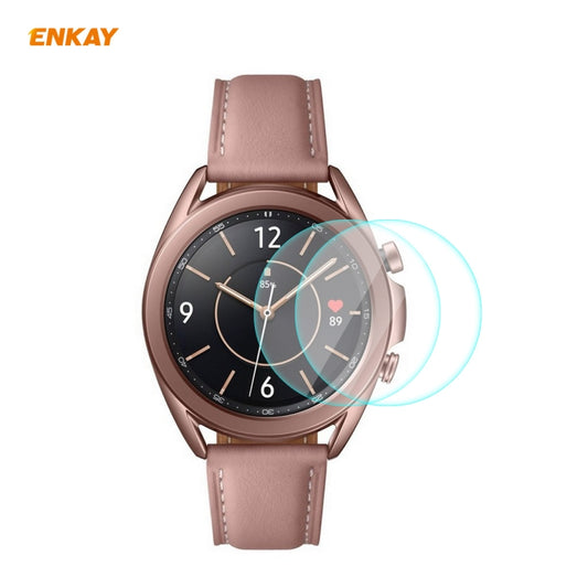 For Samsung Galaxy Watch 3 41mm 2 PCS ENKAY Hat-Prince 0.2mm 9H 2.15D Curved Edge Tempered Glass Screen Protector Watch Film - Screen Protector by ENKAY | Online Shopping UK | buy2fix