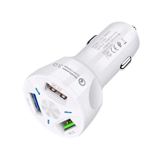 YSY-395KC QC3.0 3 USB 35W High Power Vehicle Charger / Mobile Phone Tablet Universal Vehicle Charger(White) - Car Charger by buy2fix | Online Shopping UK | buy2fix