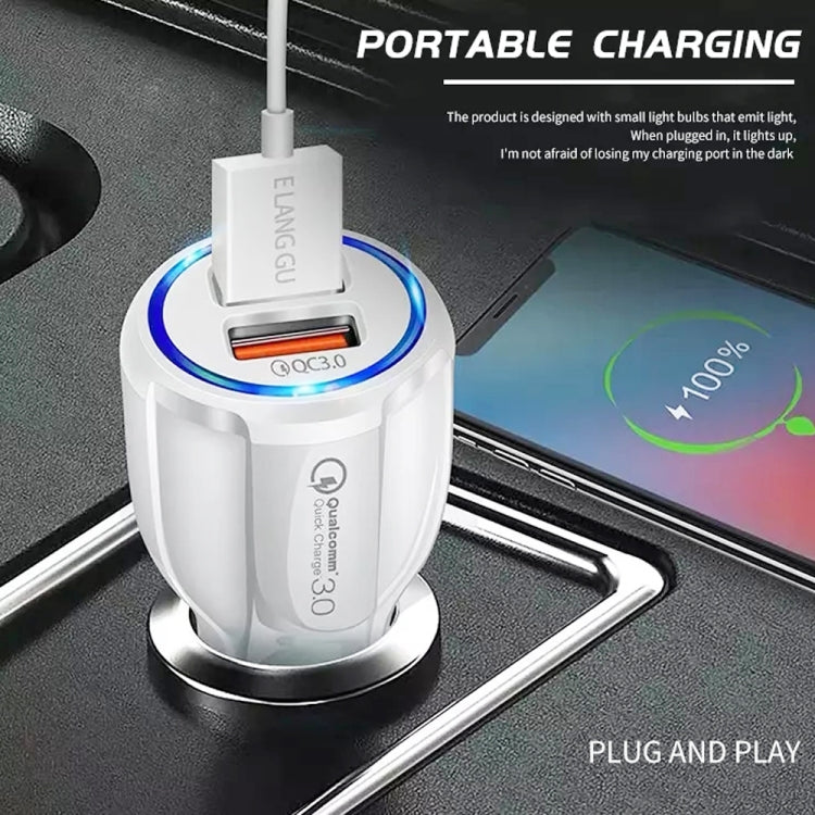 Qc3.0 Dual USB Car Charger + 8 Pin Fast Charging Line Car Charging Kit(White) - Car Charger by buy2fix | Online Shopping UK | buy2fix