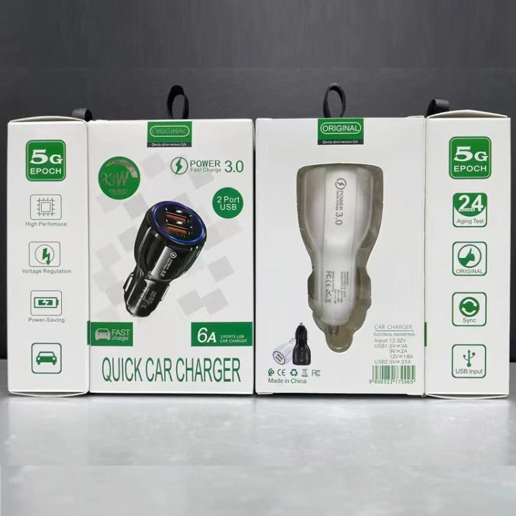 Qc3.0 Dual USB Car Charger + 8 Pin Fast Charging Line Car Charging Kit(Black) - Car Charger by buy2fix | Online Shopping UK | buy2fix