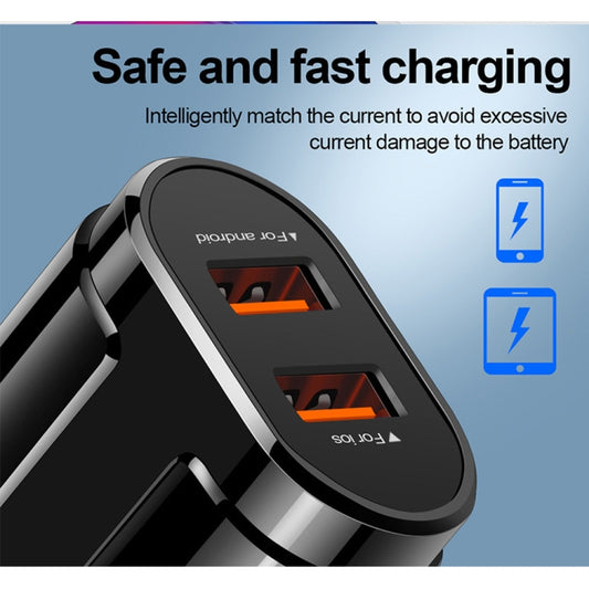 Portable Dual USB Mobile Phone Tablet Universal Charging Head Travel Charger, US Plug(Black) - USB Charger by buy2fix | Online Shopping UK | buy2fix