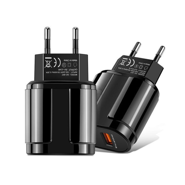 Portable Dual USB Mobile Phone Tablet Universal Charging Head Travel Charger, EU Plug(Black) - USB Charger by buy2fix | Online Shopping UK | buy2fix