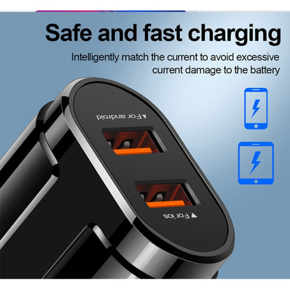 Portable Dual USB Mobile Phone Tablet Universal Charging Head Travel Charger, EU Plug(Black) - USB Charger by buy2fix | Online Shopping UK | buy2fix