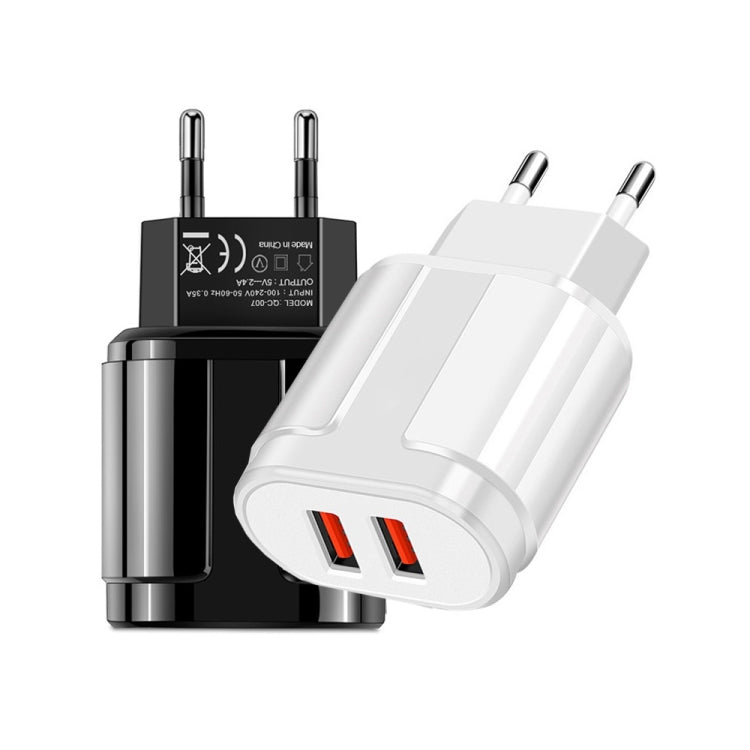 Portable Dual USB Mobile Phone Tablet Universal Charging Head Travel Charger, EU Plug(White) - USB Charger by buy2fix | Online Shopping UK | buy2fix