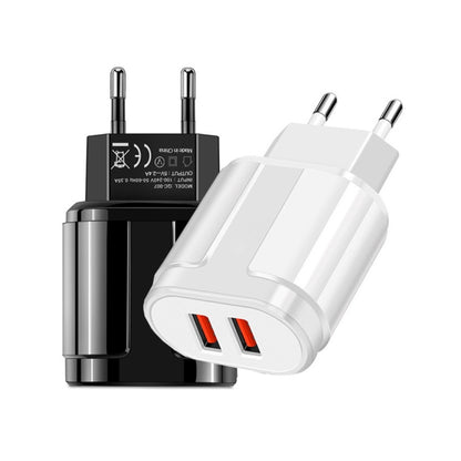 Portable Dual USB Mobile Phone Tablet Universal Charging Head Travel Charger, EU Plug(White) - USB Charger by buy2fix | Online Shopping UK | buy2fix