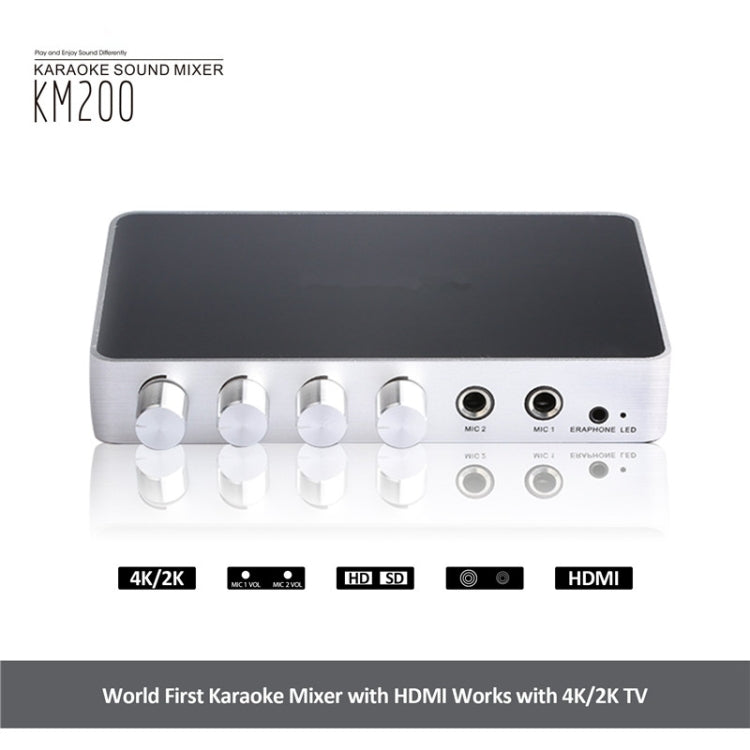 KM200 Portable Digital Stereo Audio Echo System Machine HDMI Karaoke Mixer Amplifier 4K/2K TV PC Home Theater - Microphone Audio Cable & Connector by buy2fix | Online Shopping UK | buy2fix