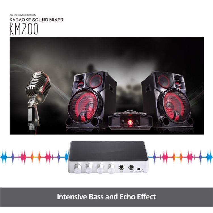 KM200 Portable Digital Stereo Audio Echo System Machine HDMI Karaoke Mixer Amplifier 4K/2K TV PC Home Theater - Microphone Audio Cable & Connector by buy2fix | Online Shopping UK | buy2fix