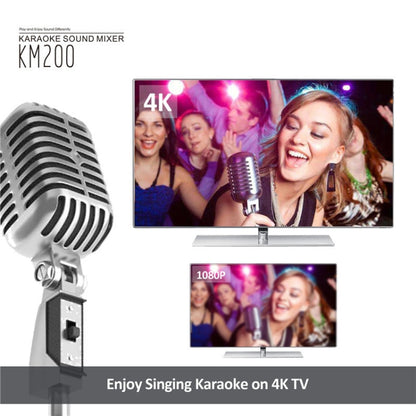 KM200 Portable Digital Stereo Audio Echo System Machine HDMI Karaoke Mixer Amplifier 4K/2K TV PC Home Theater - Microphone Audio Cable & Connector by buy2fix | Online Shopping UK | buy2fix
