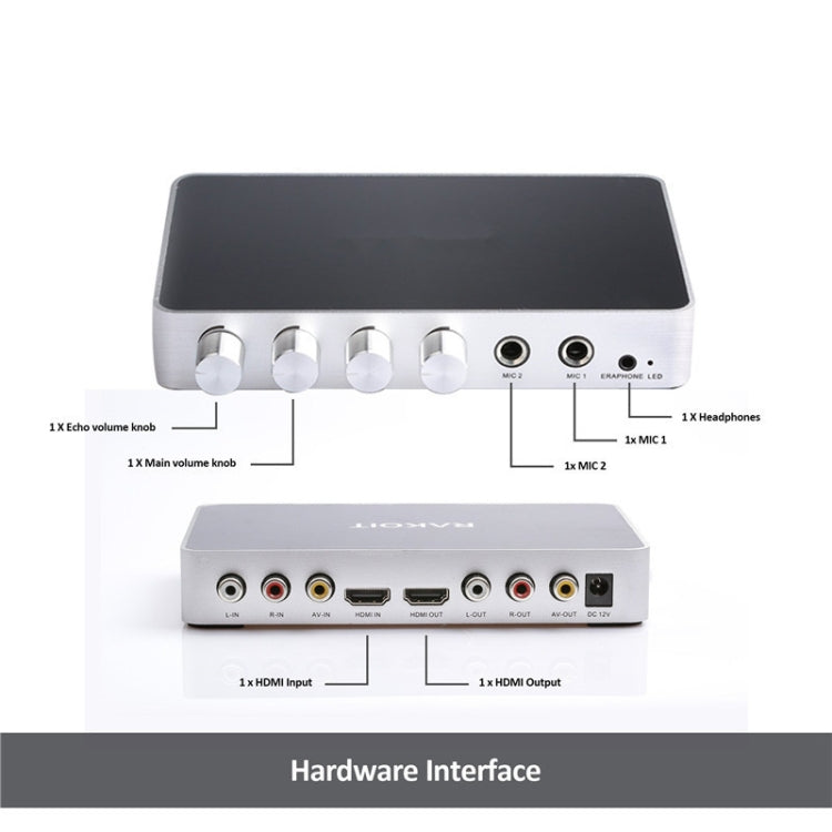 KM200 Portable Digital Stereo Audio Echo System Machine HDMI Karaoke Mixer Amplifier 4K/2K TV PC Home Theater - Microphone Audio Cable & Connector by buy2fix | Online Shopping UK | buy2fix