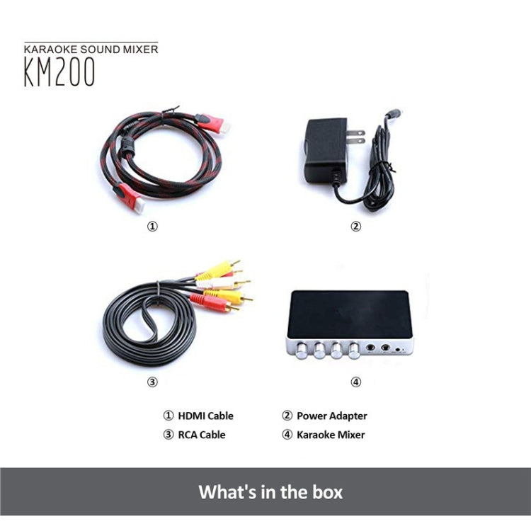 KM200 Portable Digital Stereo Audio Echo System Machine HDMI Karaoke Mixer Amplifier 4K/2K TV PC Home Theater - Microphone Audio Cable & Connector by buy2fix | Online Shopping UK | buy2fix