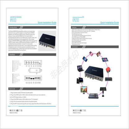 KM200 Portable Digital Stereo Audio Echo System Machine HDMI Karaoke Mixer Amplifier 4K/2K TV PC Home Theater - Microphone Audio Cable & Connector by buy2fix | Online Shopping UK | buy2fix