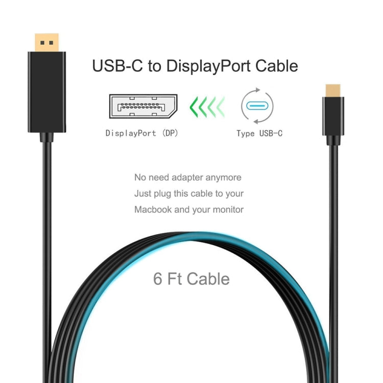 4K 60Hz Type-C to DP DisplayPort Connecting DP Adapter Cable, Cable Length: 1.8m by buy2fix