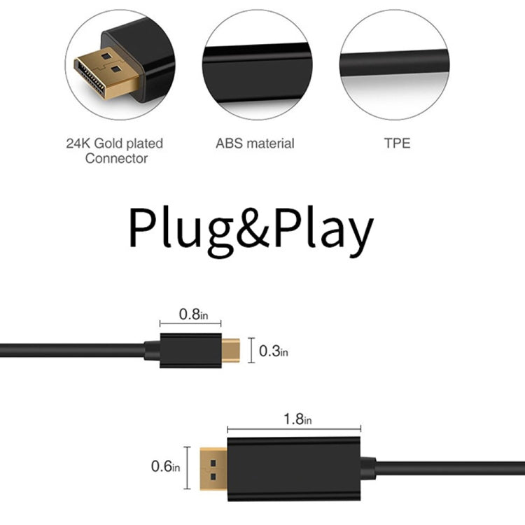 4K 60Hz Type-C to DP DisplayPort Connecting DP Adapter Cable, Cable Length: 1.8m by buy2fix