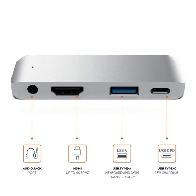 4 in 1 Type-C / USB-C to HDMI + AUX + USB + PD Type-C / USB-C HUB Adapter Multifunction HD Dock - USB HUB by buy2fix | Online Shopping UK | buy2fix