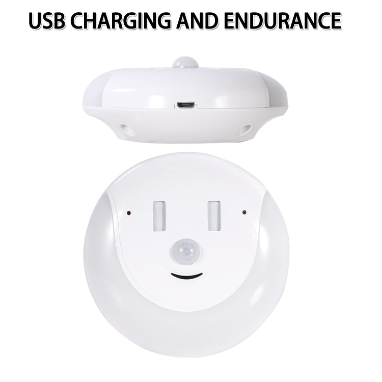 USB Charging Light & Human Body Sensing Control Smile Magnetic Night Light(Warm white light) - Night Lights by buy2fix | Online Shopping UK | buy2fix