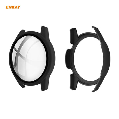 For Huawei Watch GT 2 46mm ENKAY Hat-Prince ENK-AC8202 Full Coverage PC Frosted Case + 9H Tempered Glass Protector(Black) by ENKAY
