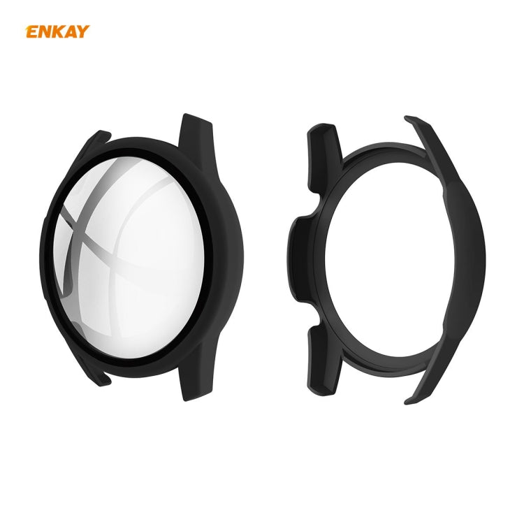 For Huawei Watch GT 2 42mm ENKAY Hat-Prince ENK-AC8201 Full Coverage PC Frosted Case + 9H Tempered Glass Protector(Black) by ENKAY