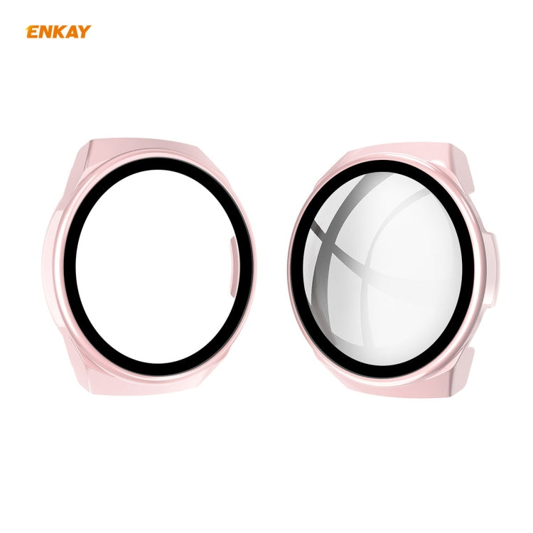 For Huawei Watch GT 2e 46mm ENKAY Hat-Prince ENK-AC8203 Full Coverage PC Frosted Case + 9H Tempered Glass Film(Pink) by ENKAY