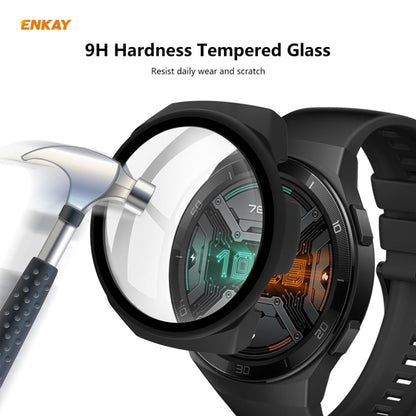 For Huawei Watch GT 2e 46mm ENKAY Hat-Prince ENK-AC8203 Full Coverage PC Frosted Case + 9H Tempered Glass Film(Black) by ENKAY