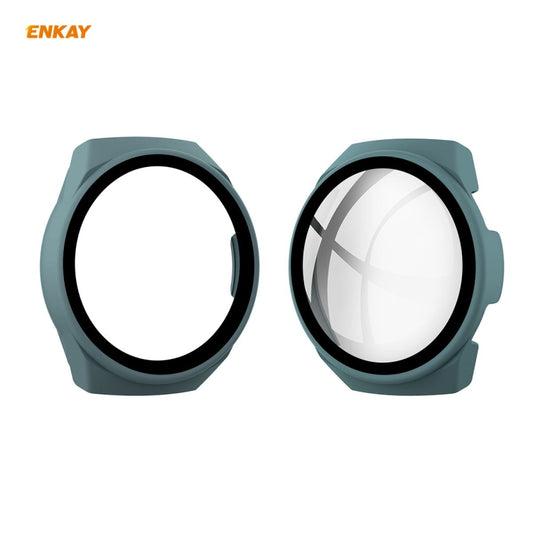 For Huawei Watch GT 2e 46mm ENKAY Hat-Prince ENK-AC8203 Full Coverage PC Frosted Case + 9H Tempered Glass Film(Green) by ENKAY