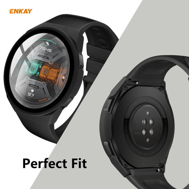 For Huawei Watch GT 2e 46mm ENKAY Hat-Prince ENK-AC8203 Full Coverage PC Frosted Case + 9H Tempered Glass Film(Green) by ENKAY