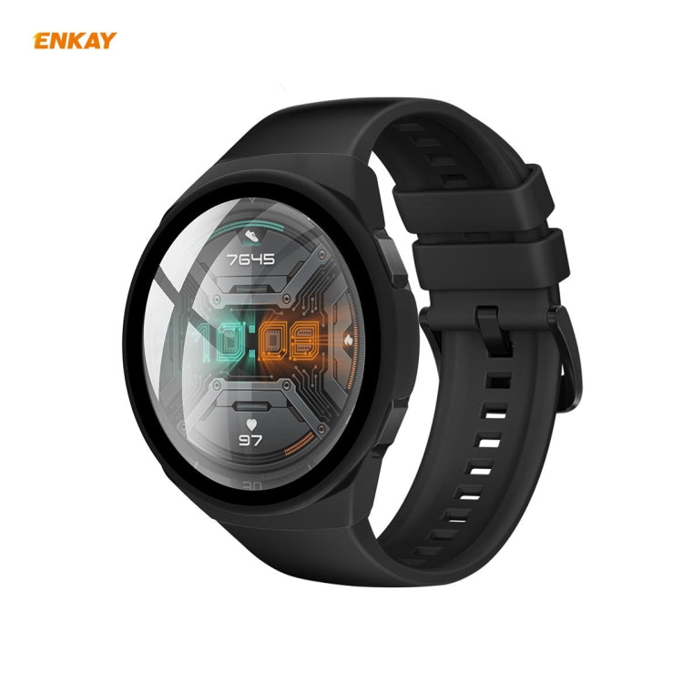 For Huawei Watch GT 2e 46mm ENKAY Hat-Prince ENK-AC8203 Full Coverage PC Frosted Case + 9H Tempered Glass Film(Green) by ENKAY