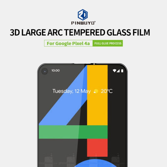 For Google Pixel 4a PINWUYO 9H 3D Curved Full Screen Explosion-proof Tempered Glass Film(Black) - Google Tempered Glass by PINWUYO | Online Shopping UK | buy2fix
