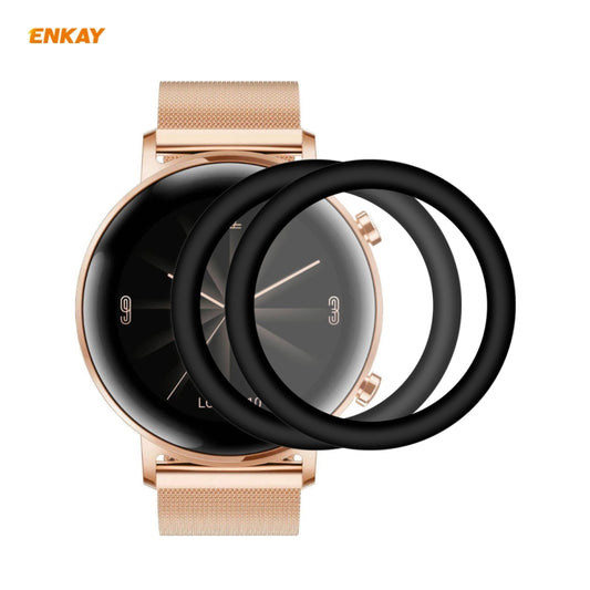 For Huawei Watch GT 2 42mm 2 PCS ENKAY Hat-Prince 3D Full Screen Soft PC Edge + PMMA HD Screen Protector Film - Screen Protector by ENKAY | Online Shopping UK | buy2fix