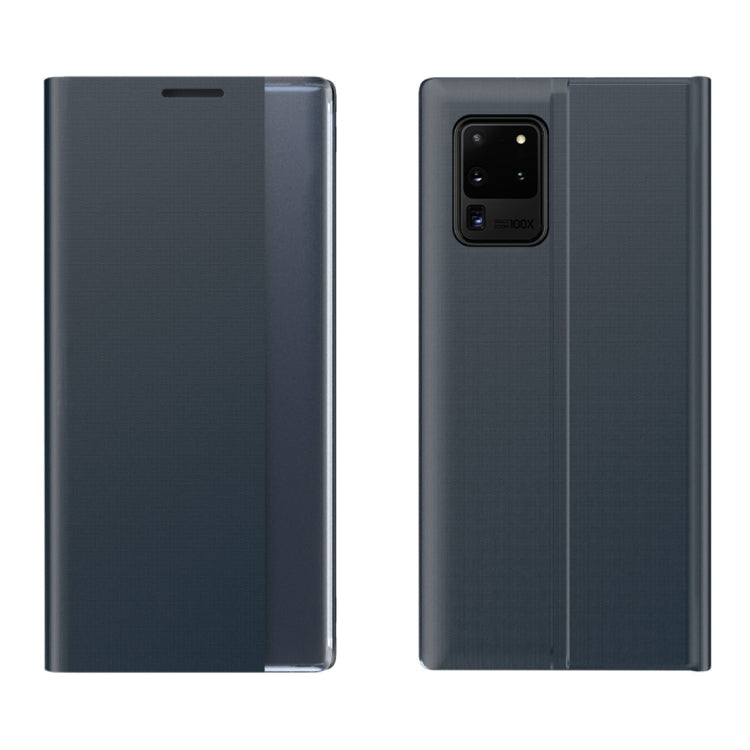 For Samsung Galaxy Note20 Plain Texture Cloth Attraction Flip Holder Leather Phone Case(Dark Blue) by buy2fix