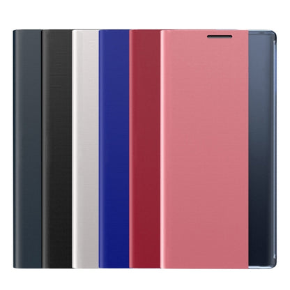 For Samsung Galaxy Note20 Plain Texture Cloth Attraction Flip Holder Leather Phone Case(Dark Blue) by buy2fix