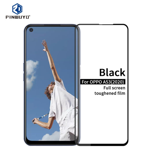 For OPPO A53 (2020) PINWUYO 9H 2.5D Full Screen Tempered Glass Film(Black) - OPPO Tempered Glass by PINWUYO | Online Shopping UK | buy2fix