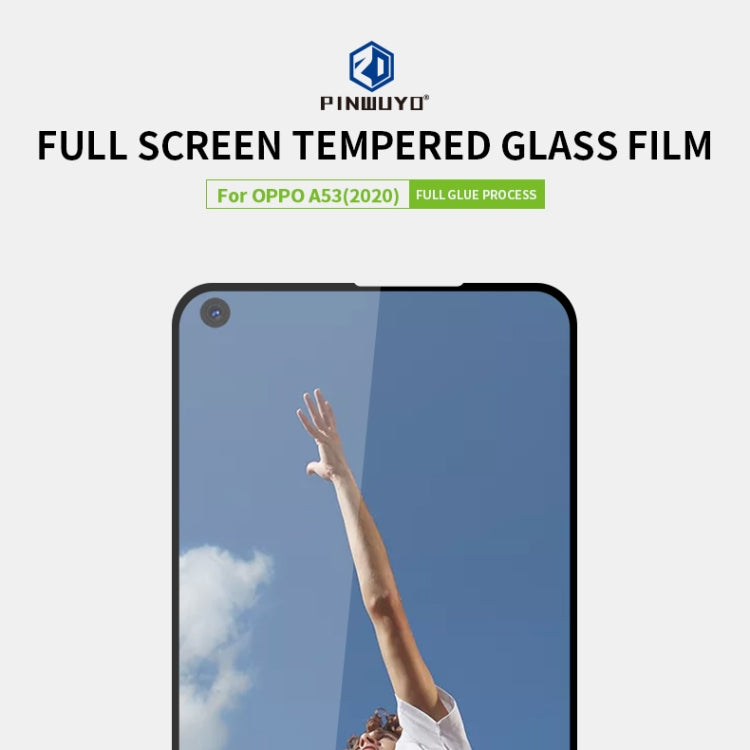 For OPPO A53 (2020) PINWUYO 9H 2.5D Full Screen Tempered Glass Film(Black) - OPPO Tempered Glass by PINWUYO | Online Shopping UK | buy2fix