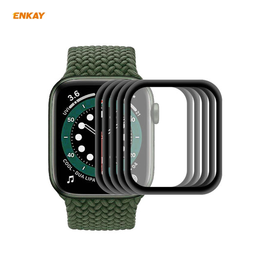 5 PCS For Apple Watch Series 6/5/4/SE 44mm ENKAY Hat-Prince 3D Full Screen PET Curved Hot Bending HD Screen Protector Film(Black)