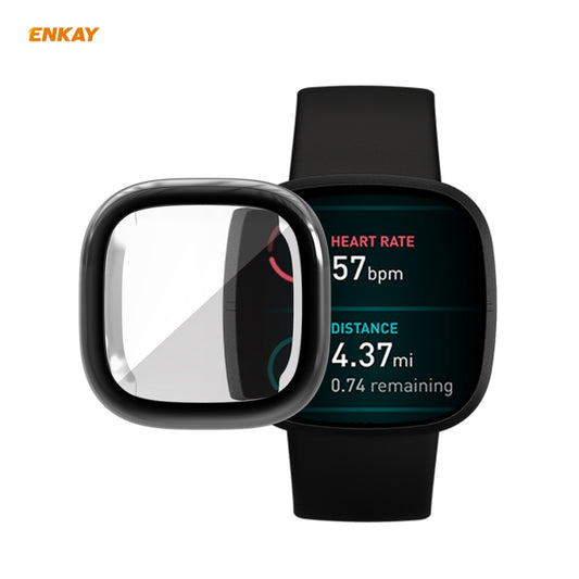 For Fitbit Versa 3 / Fitbit Sense ENKAY Hat-Prince ENK-AC8208 Full Coverage Electroplate TPU Soft Case(Black) - Watch Cases by ENKAY | Online Shopping UK | buy2fix