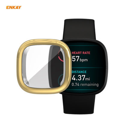 For Fitbit Versa 3 / Fitbit Sense ENKAY Hat-Prince ENK-AC8208 Full Coverage Electroplate TPU Soft Case(Gold) - Watch Cases by ENKAY | Online Shopping UK | buy2fix