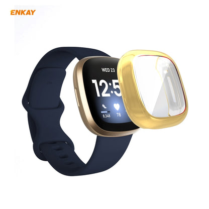 For Fitbit Versa 3 / Fitbit Sense ENKAY Hat-Prince ENK-AC8208 Full Coverage Electroplate TPU Soft Case(Gold) - Watch Cases by ENKAY | Online Shopping UK | buy2fix